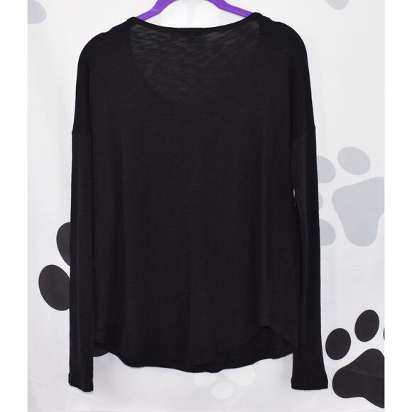 Splendid Nordstrom Crewneck Slub Jersey Tee Long Sleeves Black Size Small - Picture 5 of 9